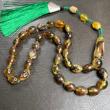 Black&Lemon Amber Misbaha Islamic Prayer Beads 8x12mm 20.5g