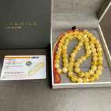 Handmade Yellow Amber Misbaha 10mm 47.8g 66 beads LAB certificate