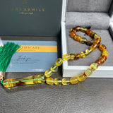 مسبحة صلاة إسلامية بلون العنبر الليموني، 7 × 9 مم، 13.8 غرام