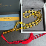 مسبحة صلاة إسلامية بلون العنبر الليموني، 7.5 × 11 مم، 15.4 غرام