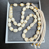 White Pressed Amber Misbaha Tasbih | 55g | 11.5×15mm |