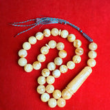 مسبحة صلاة مسبحة كهرمان أبيض طبيعي مسبحة صلاة سبحة 15 ملم 82.8 جرام