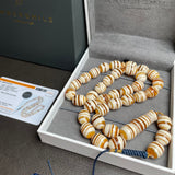 Handmade White Amber Misbaha 12x15mm 63.25g 33 beads LAB certificate