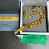 مسبحة صلاة إسلامية بلون العنبر الليموني، 6 × 8 مم، 9.7 غرام