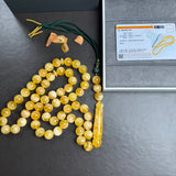 Honey Amber Misbaha 57 Beads 12mm 70.27g LAB certificate