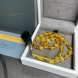 مسبحة صلاة إسلامية بلون العنبر الليموني، 7 × 10 مم، 10.9 غرام