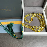 Lemon Amber Misbaha Islamic Prayer Beads 7x8.7mm 13.1g
