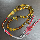 مسبحة إسلامية بلون العنبر العسلي، 7.5 × 11 مم، 17.7 غرام