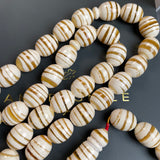 Handmade White Amber Misbaha 12x15mm 63.65g 33 beads LAB certificate