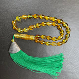 مسبحة صلاة إسلامية بلون العنبر الليموني، 6 × 8 مم، 9.7 غرام