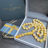 White Baltic Amber Misbaha Tasbih Islamic Prayer Beads 11.6mm 48g
