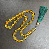 مسبحة صلاة إسلامية بلون العنبر الليموني، 7 × 10 مم، 10.9 غرام