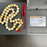 Handmade White Amber Misbaha 11mm 42.5g 45 beads LAB certificate
