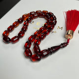 Dark Honey Amber Misbaha Islamic Prayer Beads 6x8.5mm 9g
