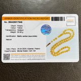 Honey White Amber Misbaha 59 Beads 13mm 84.9g LAB certificate