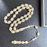 White Pressed Amber Style Misbaha Tasbih 21g | 8x12mm | 33 beads