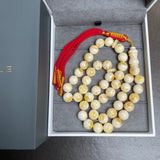 مسبحة من الكهرمان الأبيض مصنوعة يدوياً | 11.5 مم | 45 غ | 45 حبة