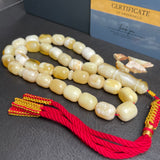 Natural Royal White Amber Misbaha Tasbih 33 Beads | 11x13mm | 45g