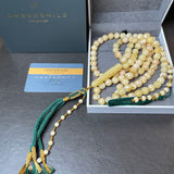 مسبحة إسلامية من مليون حبة كهرمان أبيض، 100 حبة، 10 مم، 70.2 غرام