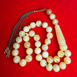 مسبحة مسبحة العنبر الأبيض مسبحة صلاة سبحة 15.5 ملم 87.4 جرام