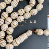 Handmade White Amber Misbaha 12x15mm 64.15g 33 beads LAB certificate