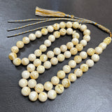 Handmade White Amber Misbaha | 10.7mm | 47.5g | 66 beads
