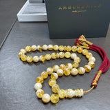 Handmade Honey White Amber Misbaha | 11.8mm | 46.5g | 45 beads