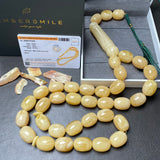 WHITE EGG SHAPE NATURAL AMBER MISBAHA 16.5mm x 21.8mm 145g