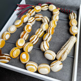Handmade Honey White Amber Misbaha 12x15mm 62.08g 33 beads LAB certificate