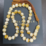 مسبحة يدوية الصنع من العنبر الأبيض العسلي | 11.6 مم | 44.5 غ | 45 حبة