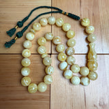 Handmade White Amber Misbaha Tasbih Islamic Prayer Beads 12.1mm 40.2g