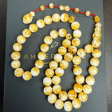 White Pressed Amber Style Misbaha Tasbih – 53 Beads 11mm – Islamic Prayer Beads