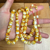 White Pressed Amber Style Misbaha Tasbih | 51.3g | 10×12mm | Islamic Prayer Beads