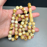 مسبحة إسلامية مصنوعة يدويًا من خشب الكهرمان بنكهة أوريو، 10.8 مم، 40 غرامًا