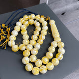 White Pressed Amber Style Misbaha Tasbih 37g | 10mm | 47 beads