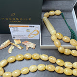 WHITE EGG SHAPE NATURAL AMBER MISBAHA 16.5mm x 21.8mm 145g