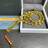 مسبحة صلاة إسلامية بلون العنبر الليموني، 7 × 10 مم، 15.3 غرام