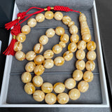 Handmade White Amber Misbaha 12x14mm 58,92g 45 beads LAB certificate