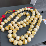 Handmade White Amber Misbaha 10mm 47.1g 66 beads LAB certificate