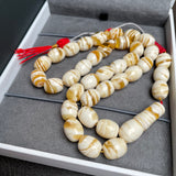Handmade White Amber Misbaha 10x12mm 40.25g 33 beads LAB certificate