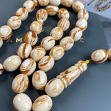 Handmade Honey White Amber Misbaha 12x15mm 59.75g 33 beads LAB certificate