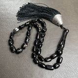 Black Amber Misbaha Islamic Prayer Beads 7x10.5mm 17.2