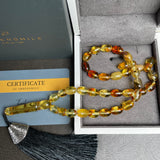 مسبحة صلاة إسلامية بلون العنبر الليموني، 7 × 10 مم، 17.4 غرام