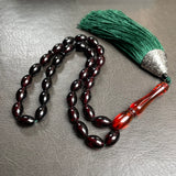 Black Amber Misbaha Islamic Prayer Beads 7x11mm 15.8g