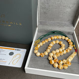 Handmade White Amber Misbaha 10mm 29.8g 45 beads LAB certificate