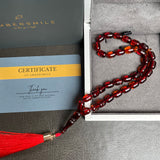 Dark Honey Amber Misbaha Islamic Prayer Beads 6x8.5mm 9g