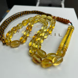 مسبحة صلاة إسلامية بلون العنبر الليموني، 7 × 10 مم، 15.3 غرام