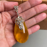 Amber Pendant 925 Sterling Silver Made in Eu Baltic Natural Gemstone 26g Gift