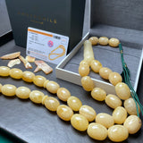 WHITE EGG SHAPE NATURAL AMBER MISBAHA 16.5mm x 21.8mm 145g