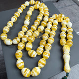 Honey White Pressed Amber Style Misbaha Tasbih 59g | 10x13mm | 66